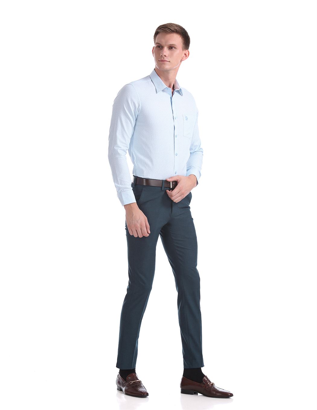 U.S. Polo Assn. Men Solid Formal Wear Trousers